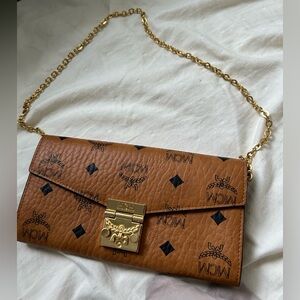 MCM Patricia Wallet On Chain Cognac Purse Bag WOC